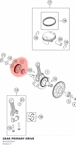 Diagram preview: GEAR PRIMARY DRIVE (96232023027)