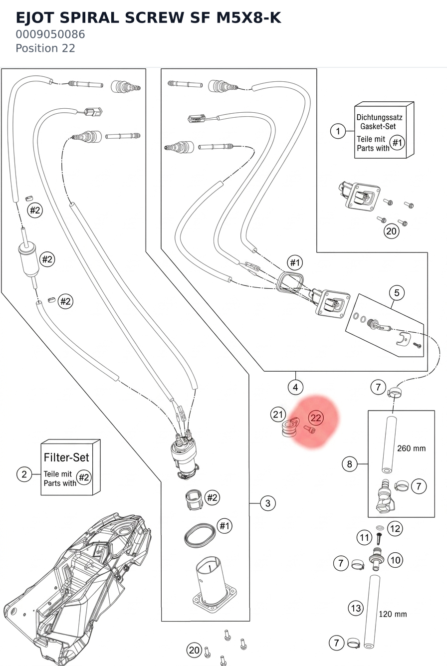 Diagram preview: EJOT SPIRAL SCREW SF M5X8-K (0009050086)