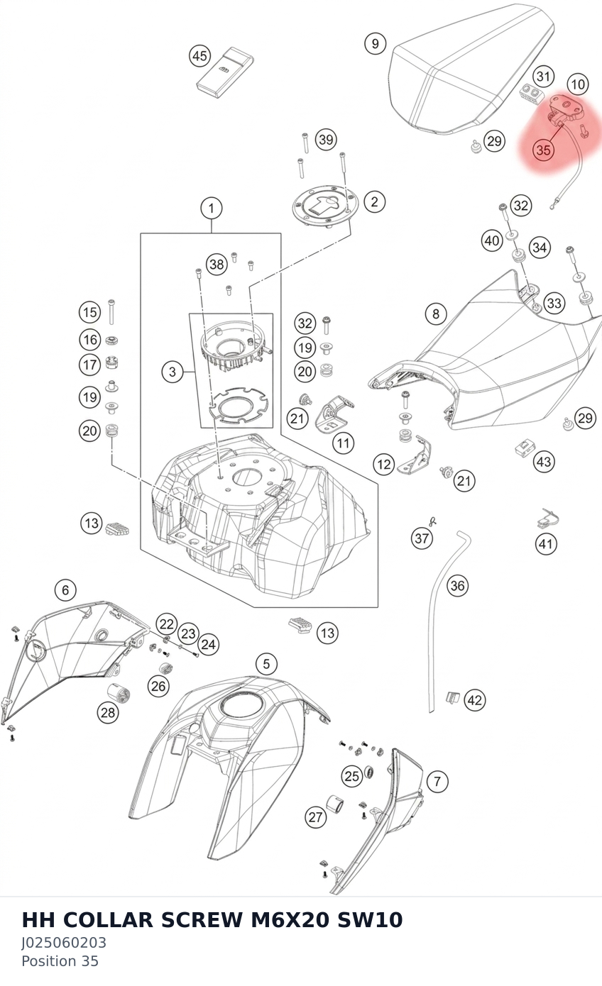 Diagram preview: HH COLLAR SCREW M6X20  SW10 (J025060203)