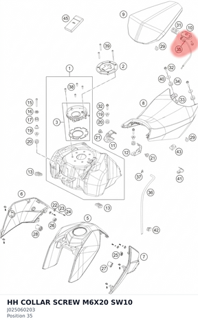 Diagram preview: HH COLLAR SCREW M6X20  SW10 (J025060203)