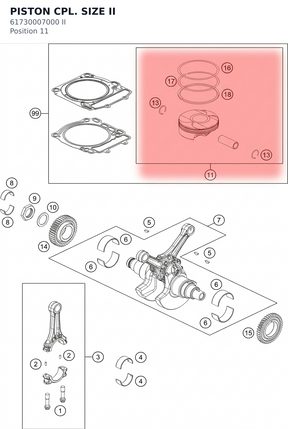 Diagram preview: PISTON CPL. SIZE II (61730007000 II)