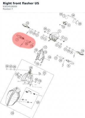 Diagram preview: Right front flasher US (93014526000)