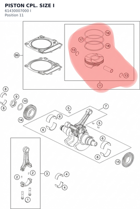 Diagram preview: PISTON CPL. SIZE I (61430007000 I)