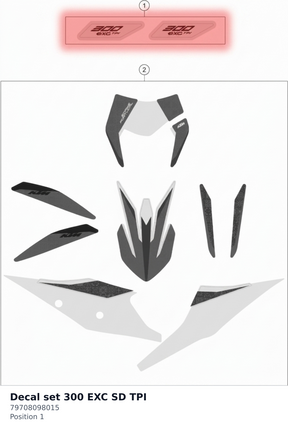 Diagram preview: Decal set 300 EXC SD TPI (79708098015)