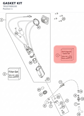 Diagram preview: GASKET KIT (78107089100)