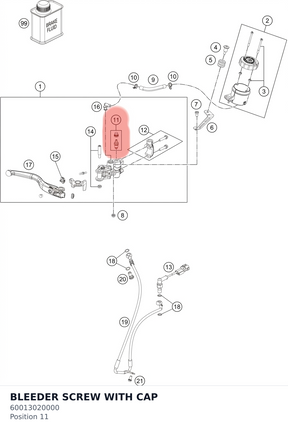 Diagram preview: BLEEDER SCREW WITH CAP (60013020000)