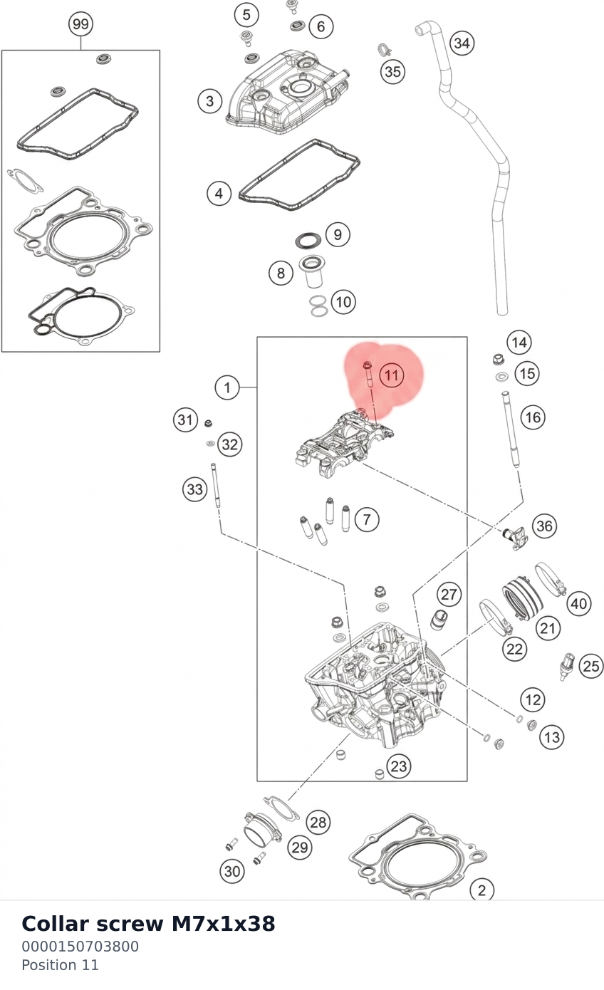 Diagram preview: Collar screw M7x1x38 (0000150703800)