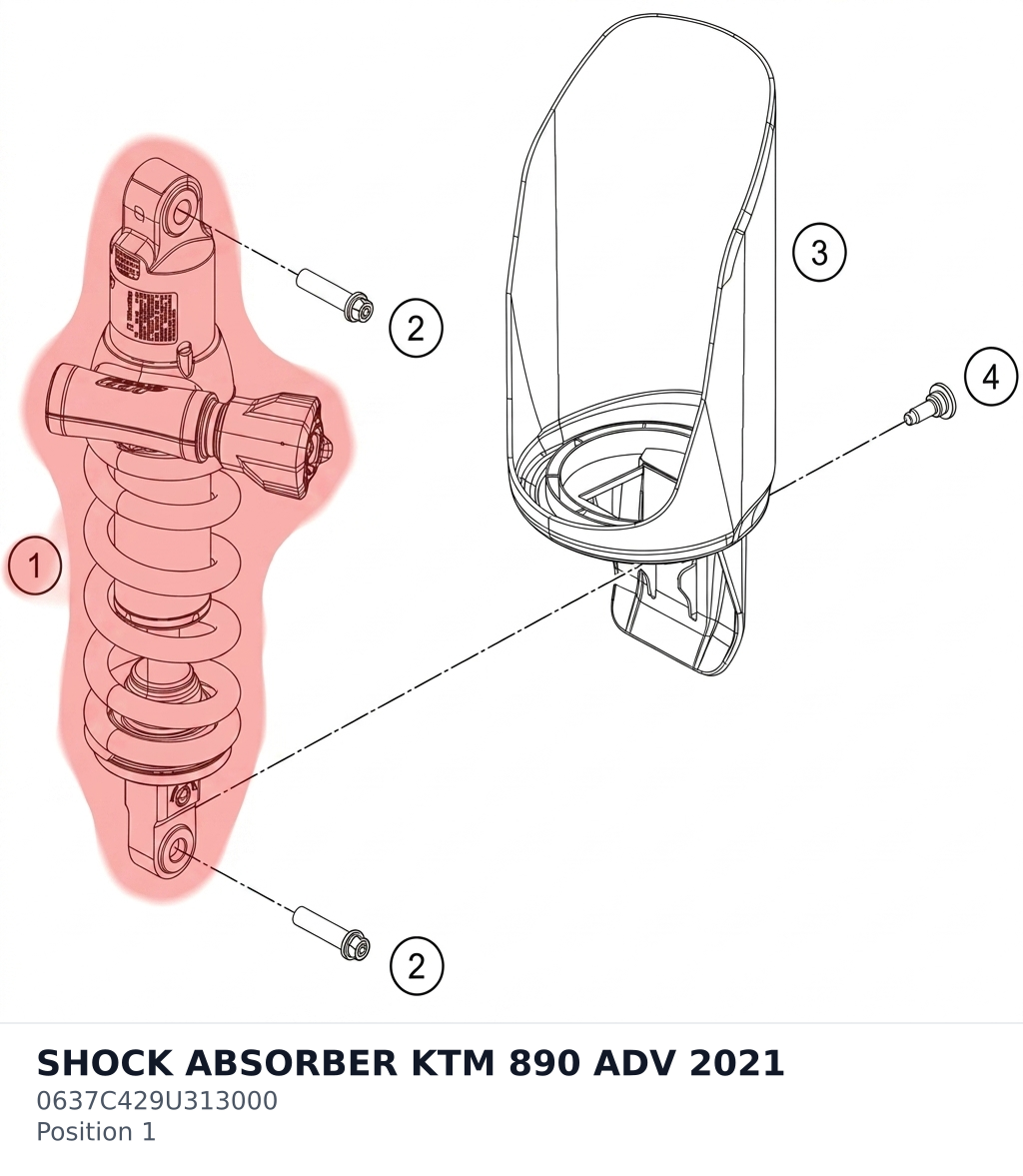 Diagram preview: SHOCK ABSORBER KTM 890 ADV 2021 (0637C429U313000)