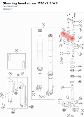 Diagram preview: Steering head screw M20x1.5 WS (54801036000C1)