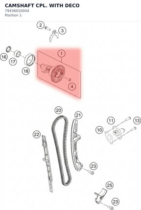 Diagram preview: CAMSHAFT CPL. WITH DECO (79436010044)