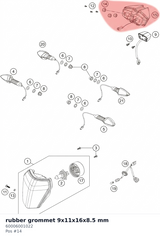 Diagram preview: rubber grommet 9x11x16x8.5 mm (60006001022)