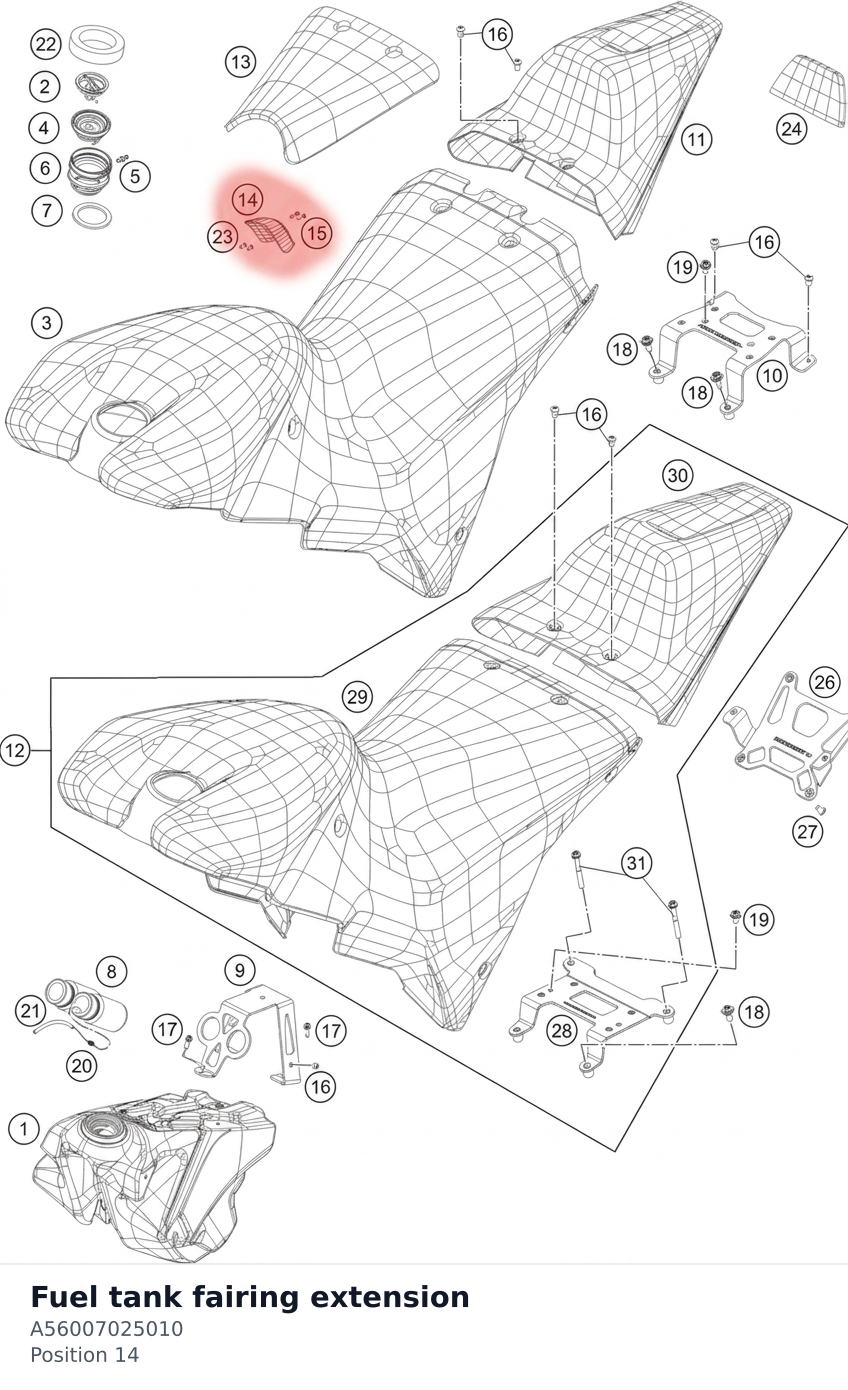 Diagram preview: Fuel tank fairing extension (A56007025010)