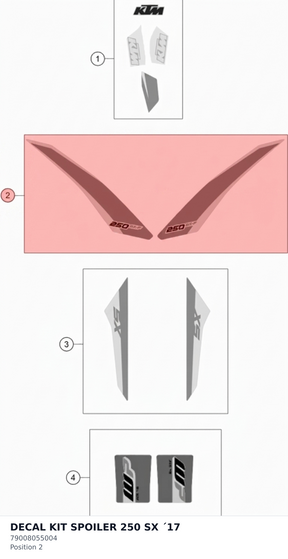 Diagram preview: DECAL KIT SPOILER 250 SX ´17 (79008055004)