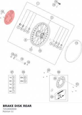 Diagram preview: BRAKE DISK REAR (72510060000)