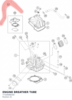 Diagram preview: ENGINE BREATHER TUBE (77330086100)