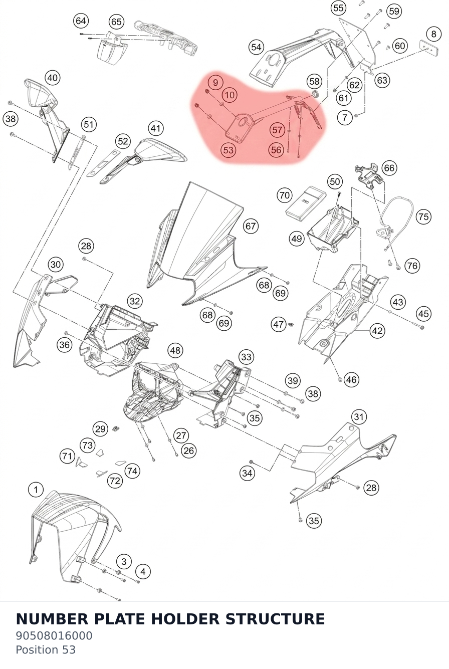 Diagram preview: NUMBER PLATE HOLDER STRUCTURE (90508016000)
