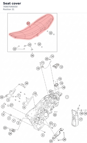 Diagram preview: Seat cover (76907040050)