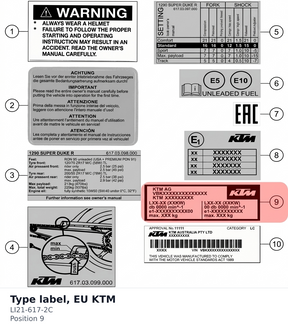 Diagram preview: Type label, EU KTM (LI21-617-2C)