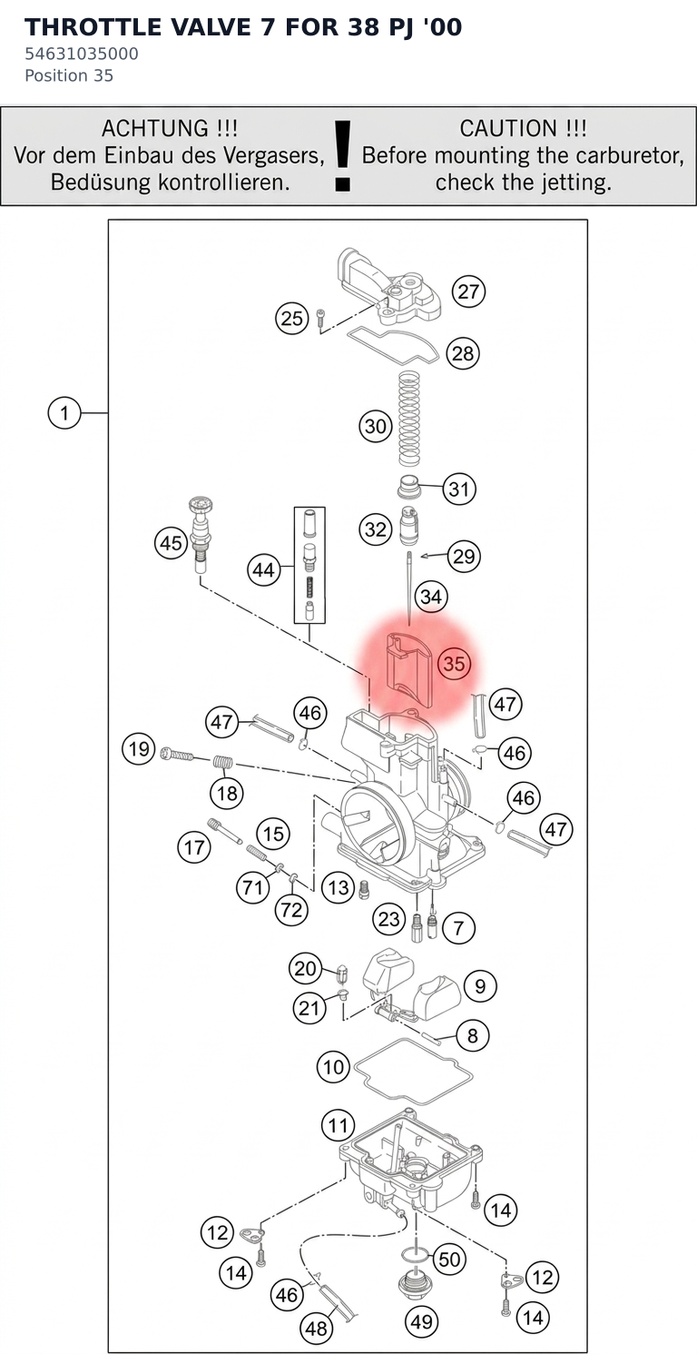 Diagram preview: THROTTLE VALVE 7 FOR 38 PJ '00 (54631035000)