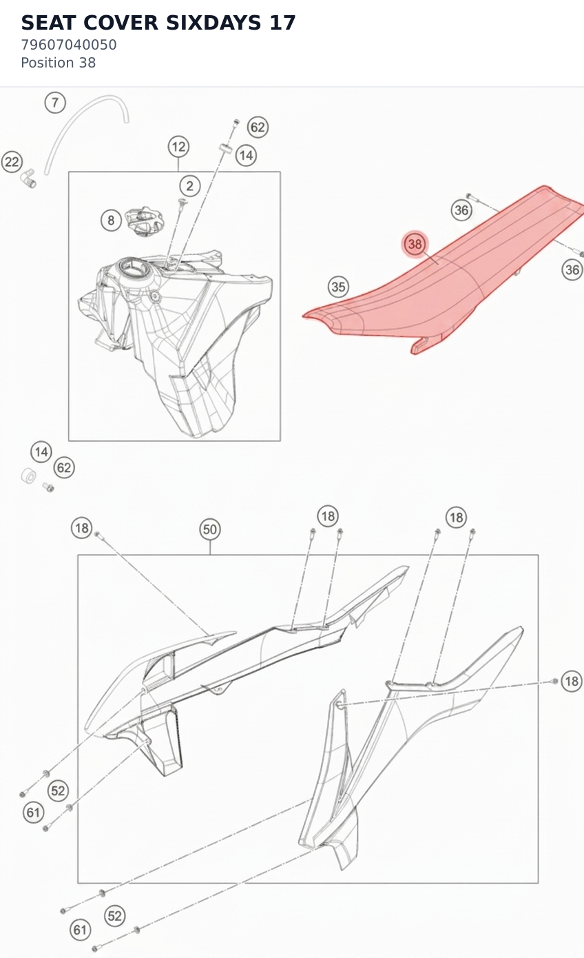 Diagram preview: SEAT COVER SIXDAYS    17 (79607040050)