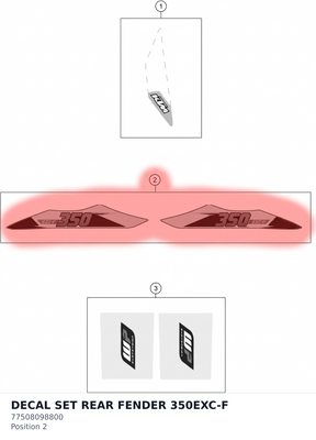 Diagram preview: DECAL SET REAR FENDER 350EXC-F (77508098800)