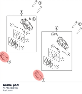 Diagram preview: brake pad (A67413030000)