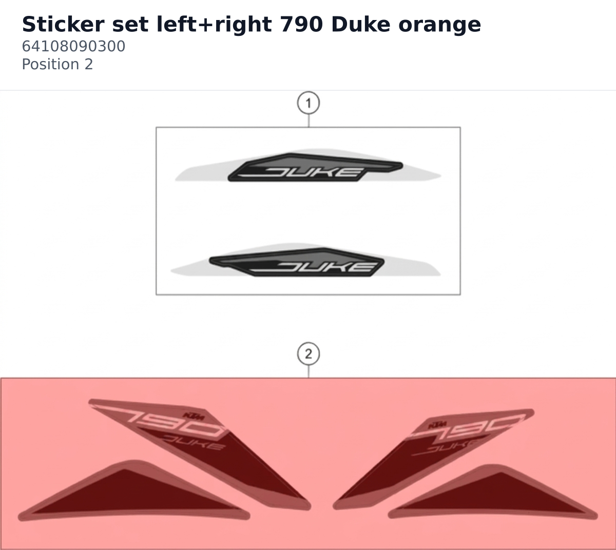 Diagram preview: Sticker set left+right 790 Duke orange (64108090300)