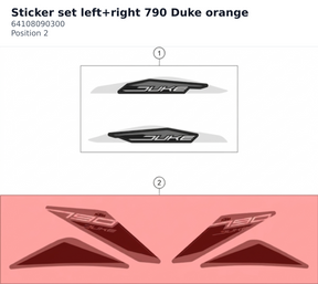 Diagram preview: Sticker set left+right 790 Duke orange (64108090300)