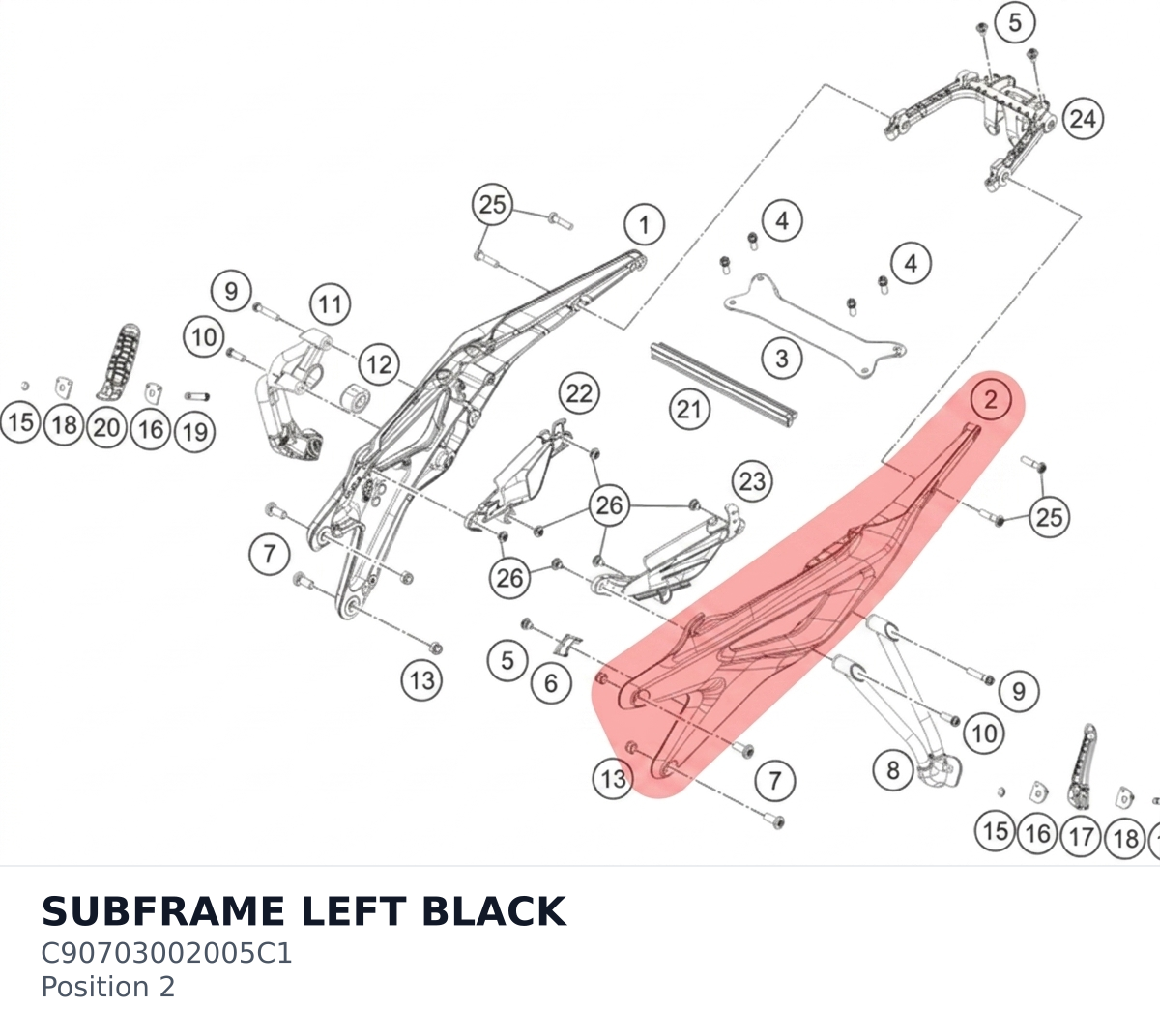 Diagram preview: SUBFRAME LEFT BLACK (C90703002005C1)