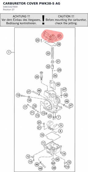 Diagram preview: CARBURETOR COVER PWK38-S AG (54831027000)