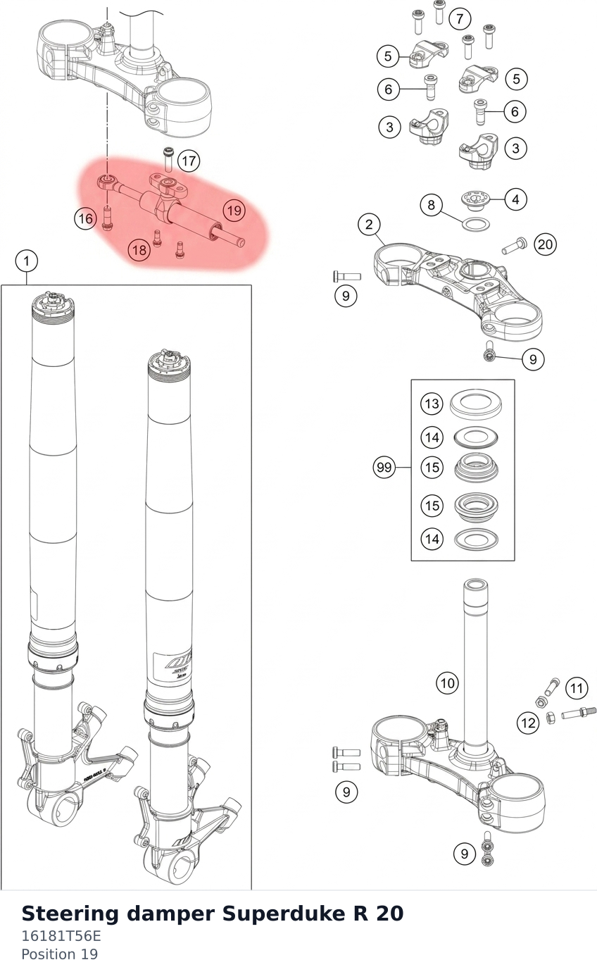 Diagram preview: Steering damper Superduke R 20 (16181T56E)