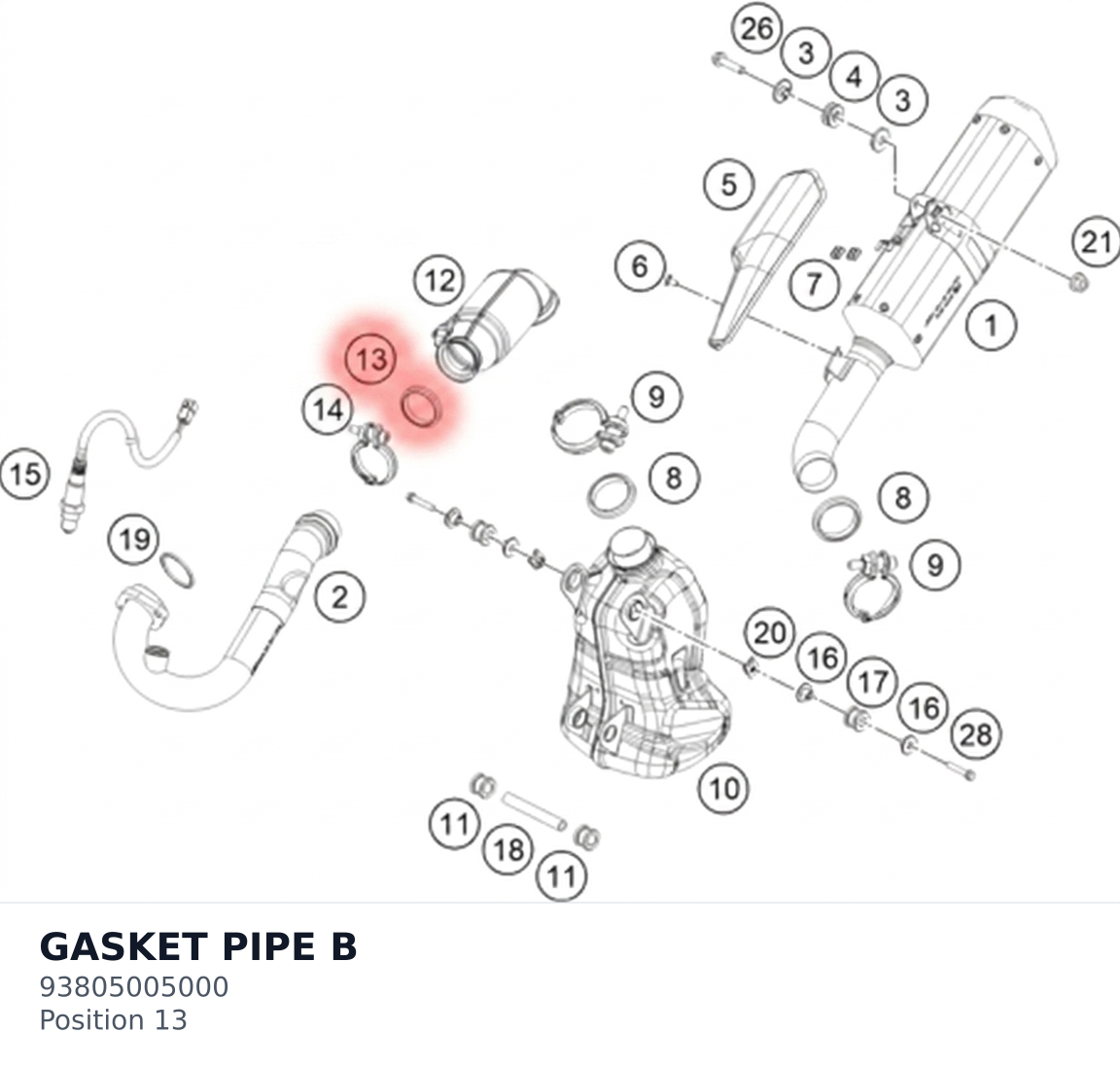 Diagram preview: GASKET PIPE B (93805005000)