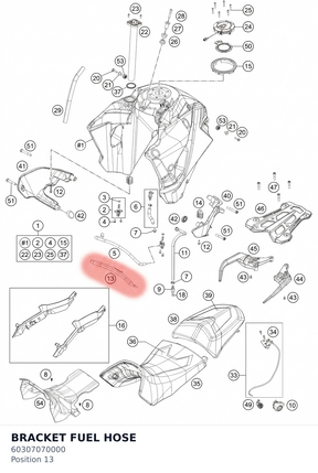 Diagram preview: BRACKET FUEL HOSE (60307070000)