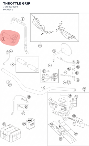 Diagram preview: THROTTLE GRIP (76402010000)