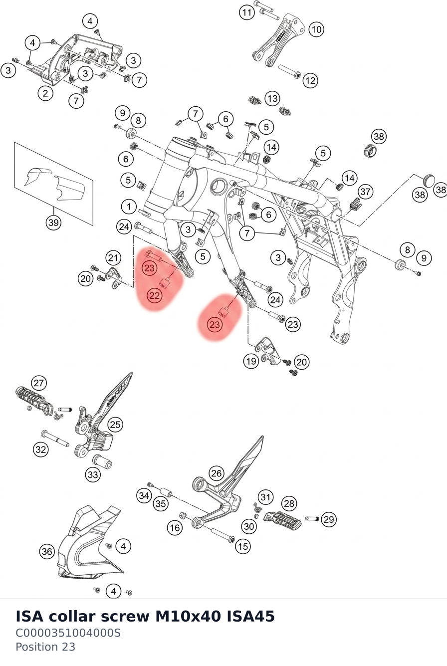 Diagram preview: ISA collar screw M10x40 ISA45 (C0000351004000S)