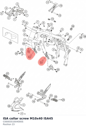 Diagram preview: ISA collar screw M10x40 ISA45 (C0000351004000S)