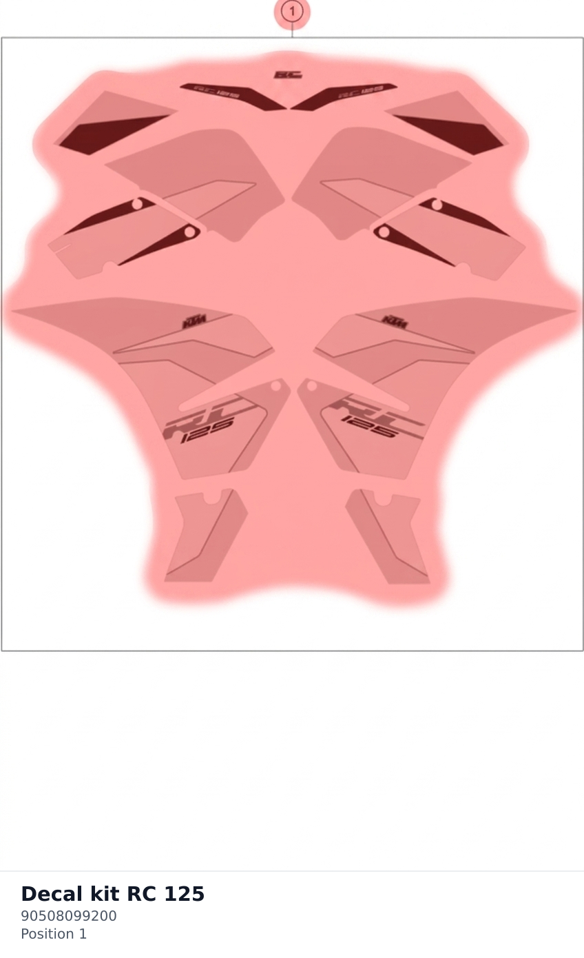 Diagram preview: Decal kit RC 125 (90508099200)