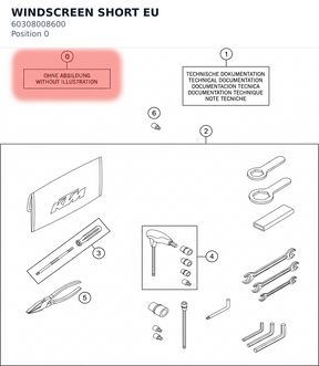 Diagram preview: WINDSCREEN SHORT EU (60308008600)