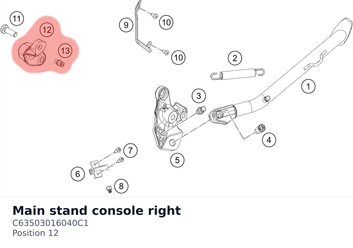 Diagram preview: Main stand console right (C63503016040C1)