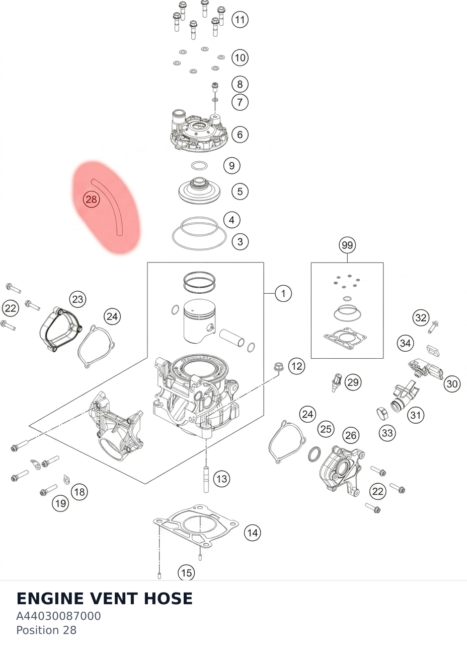 Diagram preview: ENGINE VENT HOSE (A44030087000)