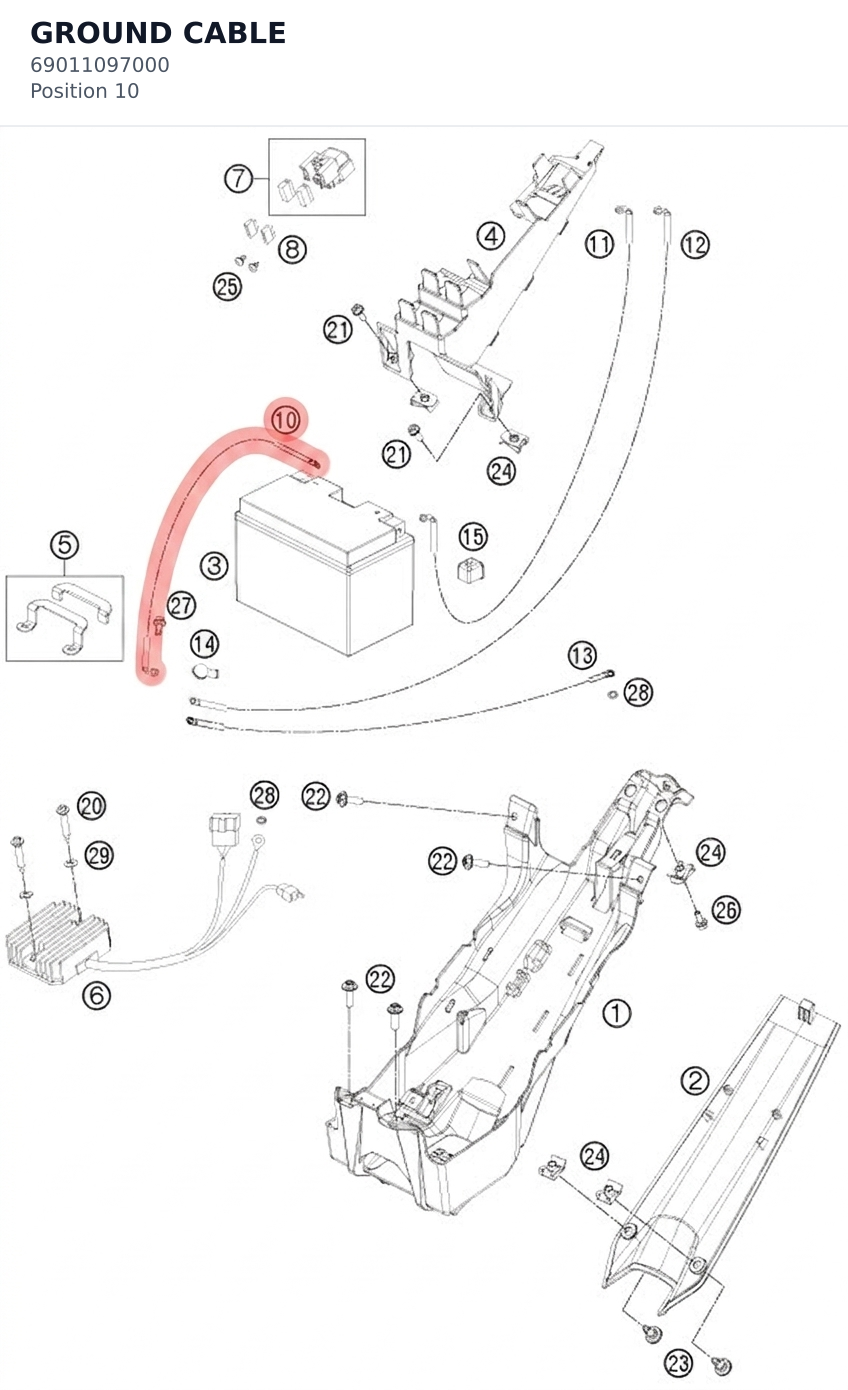 Diagram preview: GROUND CABLE (69011097000)