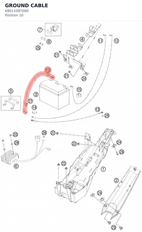 Diagram preview: GROUND CABLE (69011097000)