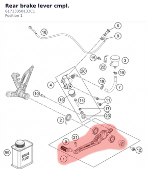 Diagram preview: Rear brake lever cmpl. (61713050133C1)