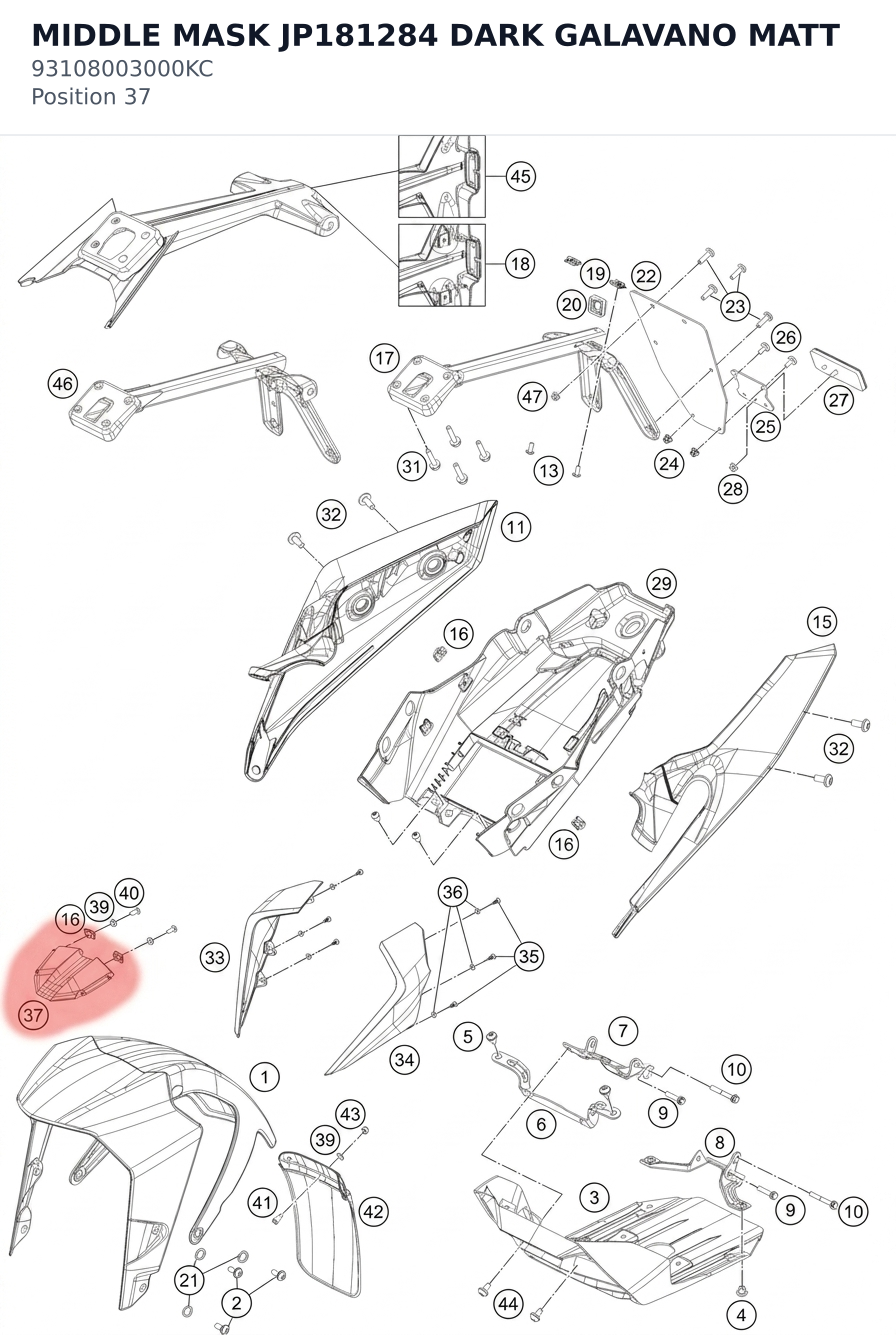 Diagram preview: MIDDLE MASK JP181284 DARK GALAVANO MATT (93108003000KC)