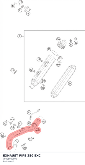 Diagram preview: EXHAUST PIPE 250 EXC (79005009000)
