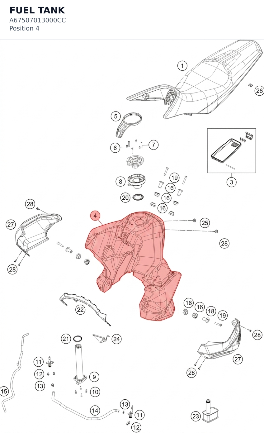 Diagram preview: FUEL TANK (A67507013000CC)