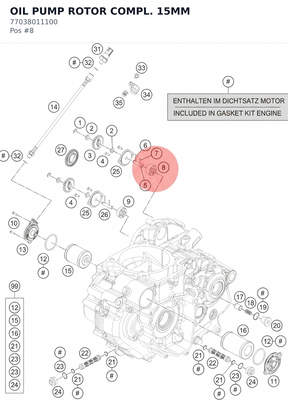 Diagram preview: OIL PUMP ROTOR COMPL. 15MM (77038011100)