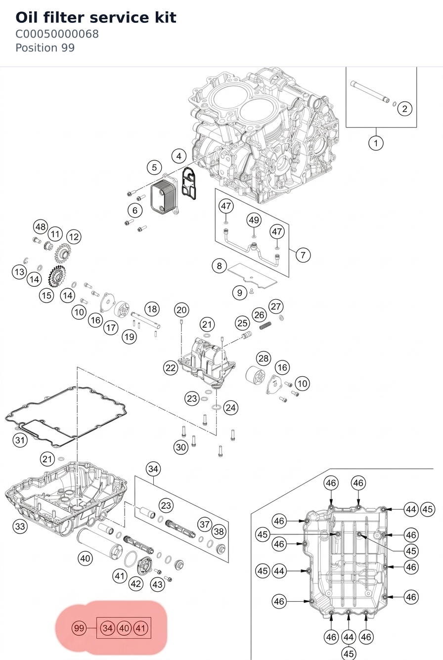Diagram preview: Oil filter service kit (C00050000068)