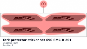 Diagram preview: fork protector sticker set 690 SMC-R 201 (76908094000)