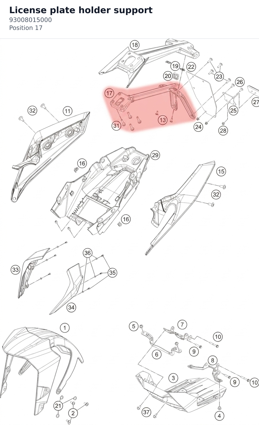 Diagram preview: License plate holder support (93008015000)